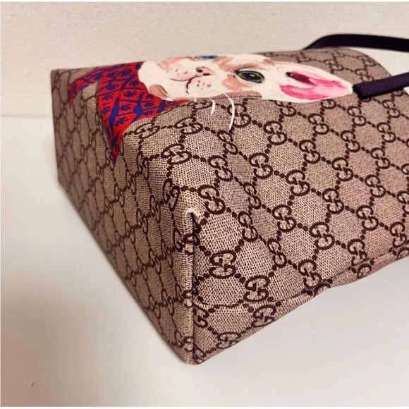 Gucci Beige and Black Cat Print Tote - Picture 5 of 13